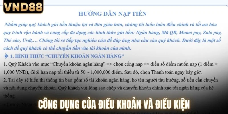 Công dụng của điều khoản và điều kiện